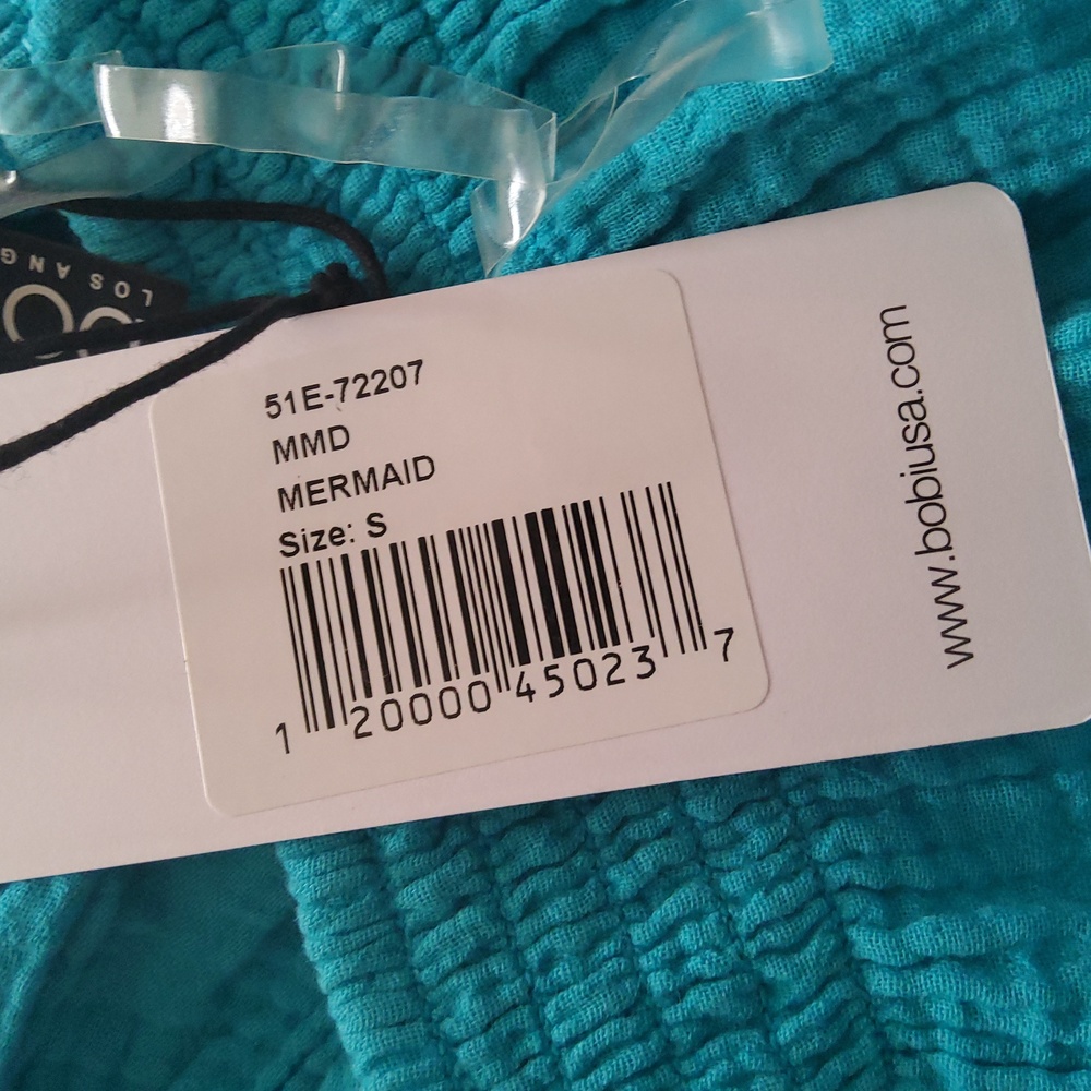 Bobi Strapless Cotton Gauze Tube Top Size M or S  Surf Blue Mermaid Color NWT - Picture 9 of 13
